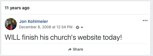 Screenshot of an early church website built in Dreamweaver